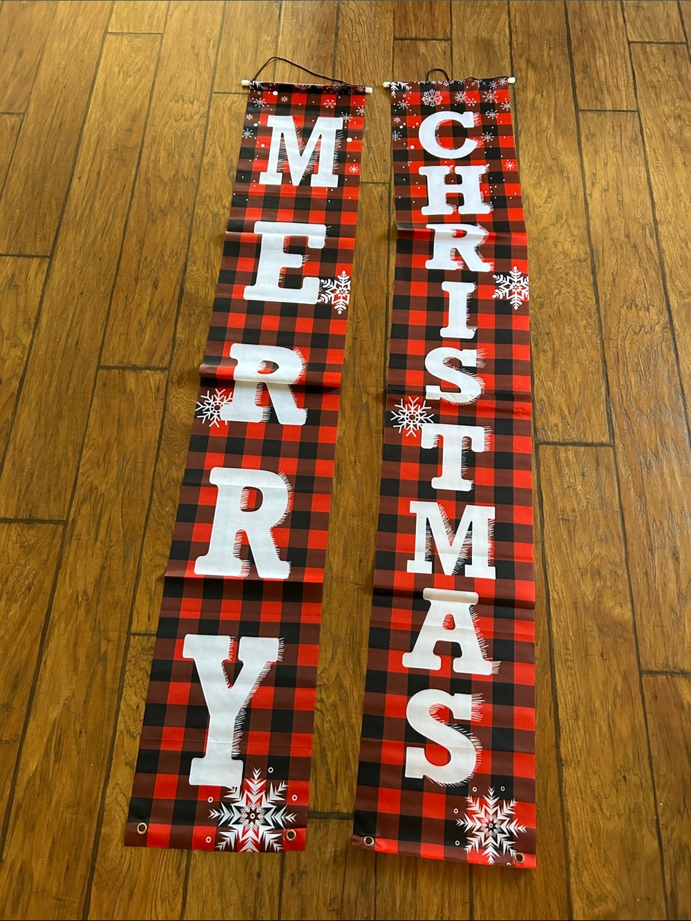 Merry Christmas Home Accent banners NEW Buffalo plaid for front door decor